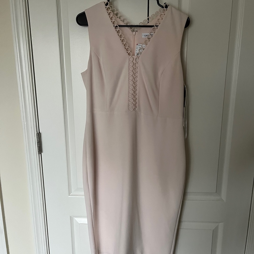 Calvin Klein Light Pink Midi Dress with delicate  Trim